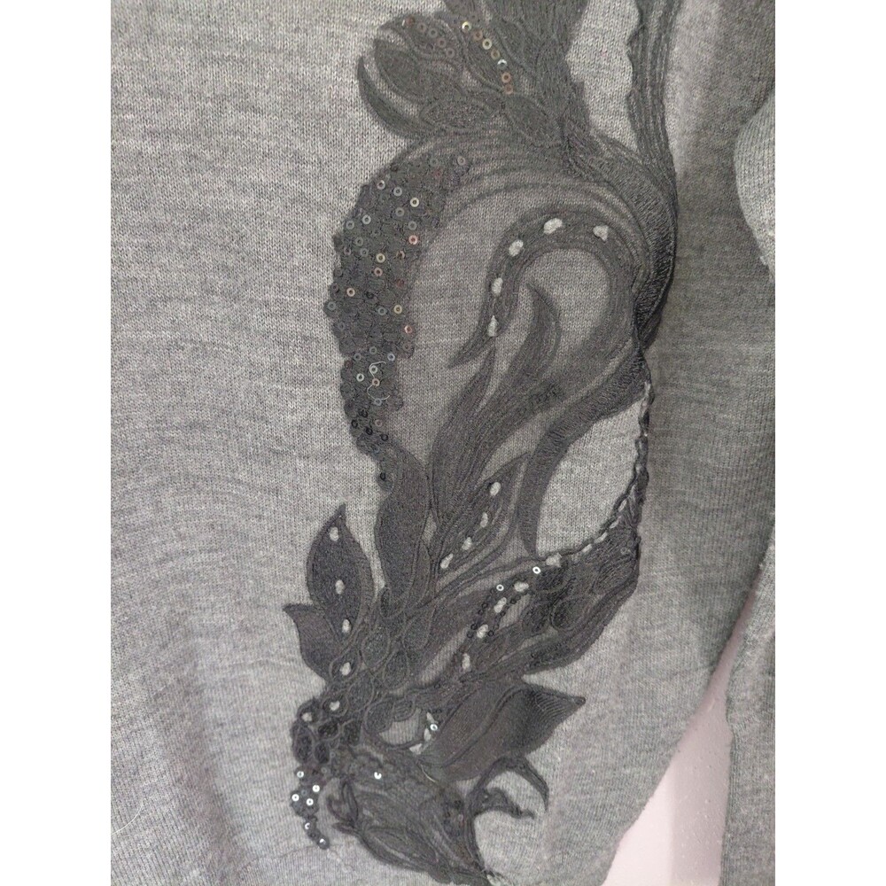 Anthropologie Angel of the North Torie Pullover Embellished Back Tie Gray Size M - Picture 2 of 10